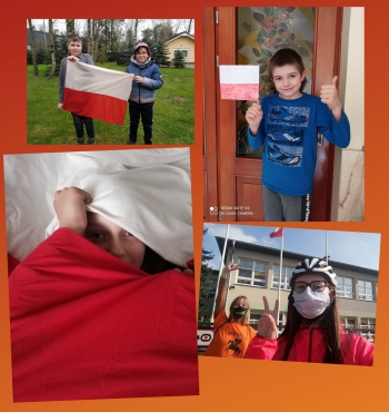 zdjęcia dzieci trzymających flagi Polski