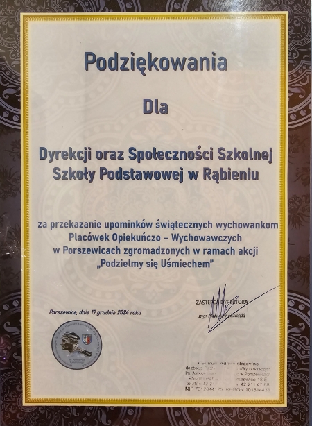 Podzielmy się uśmiechem - podziękowanie