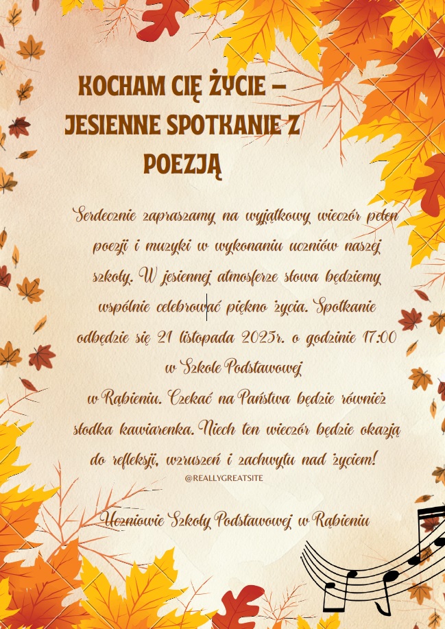 Kocham cię życie - jesienne spotkanie z poezją