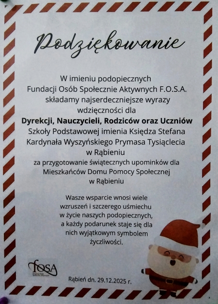 ''Podzielmy się uśmiechem'' - podziękowanie